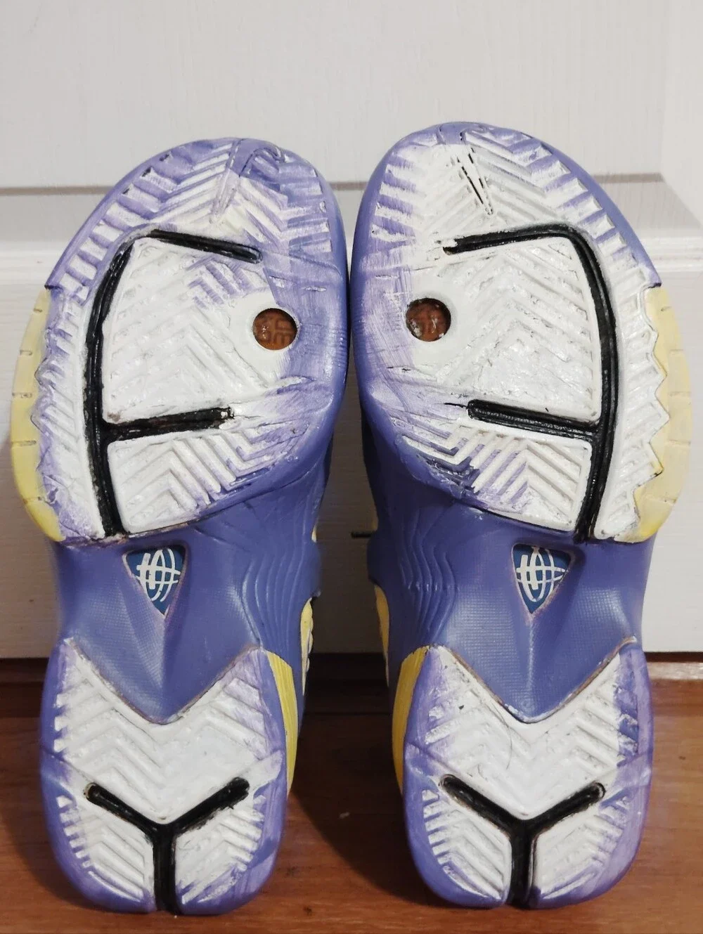 Nike Huarache 2k10 Custom Yellow Purple Basketball Shoes Size 11